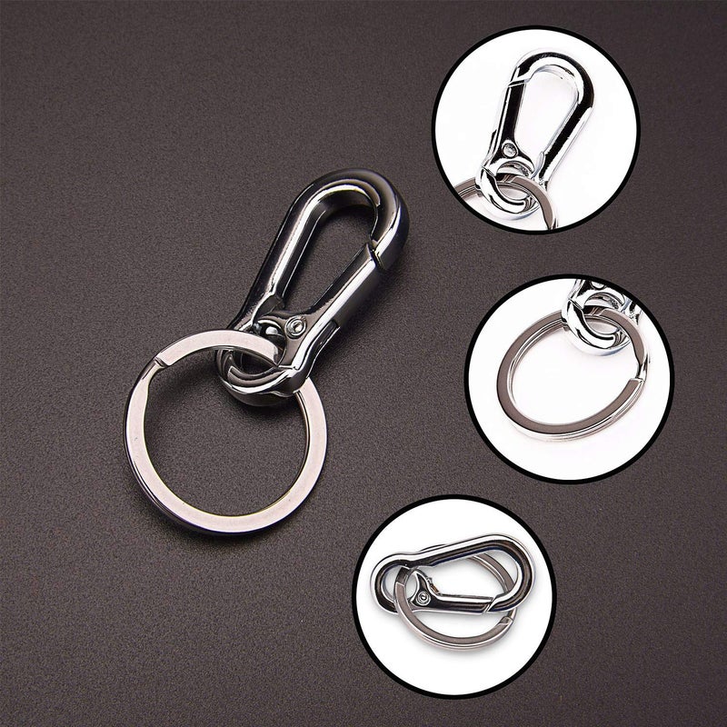 KINGFOREST 5-Pack Heavy Duty Carabiner Keychains - Quick Release Metal Key Clips with Split Rings for Keys, Bags, Dog Tags & Outdoor Gear (Silver) - Image 3